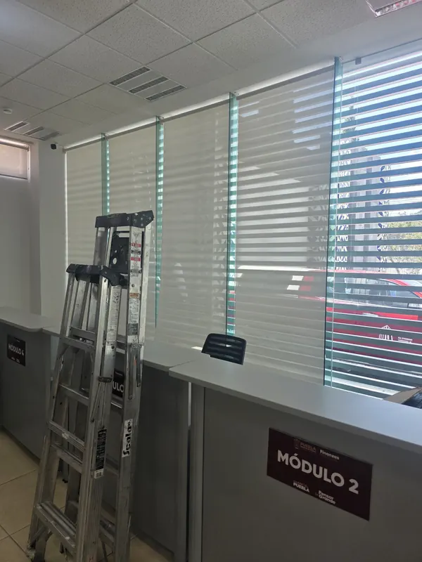 Módulos de atención del Centro Integral de Servicios de Tlatlauquitepec con persianas Sheer Elegance
